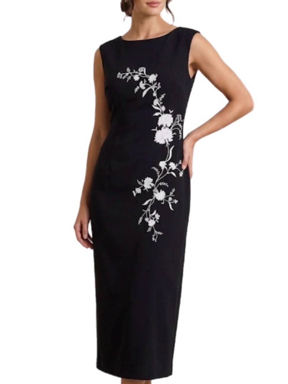 Vintage 4 Sarah Spencer Sleeveless Floral Cocktail Dress Black Formal Women’s